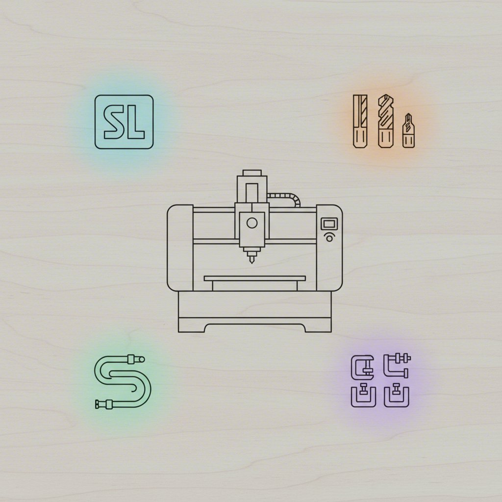 an infographic showing the hidden costs and essential accessories for a beginners cnc setup