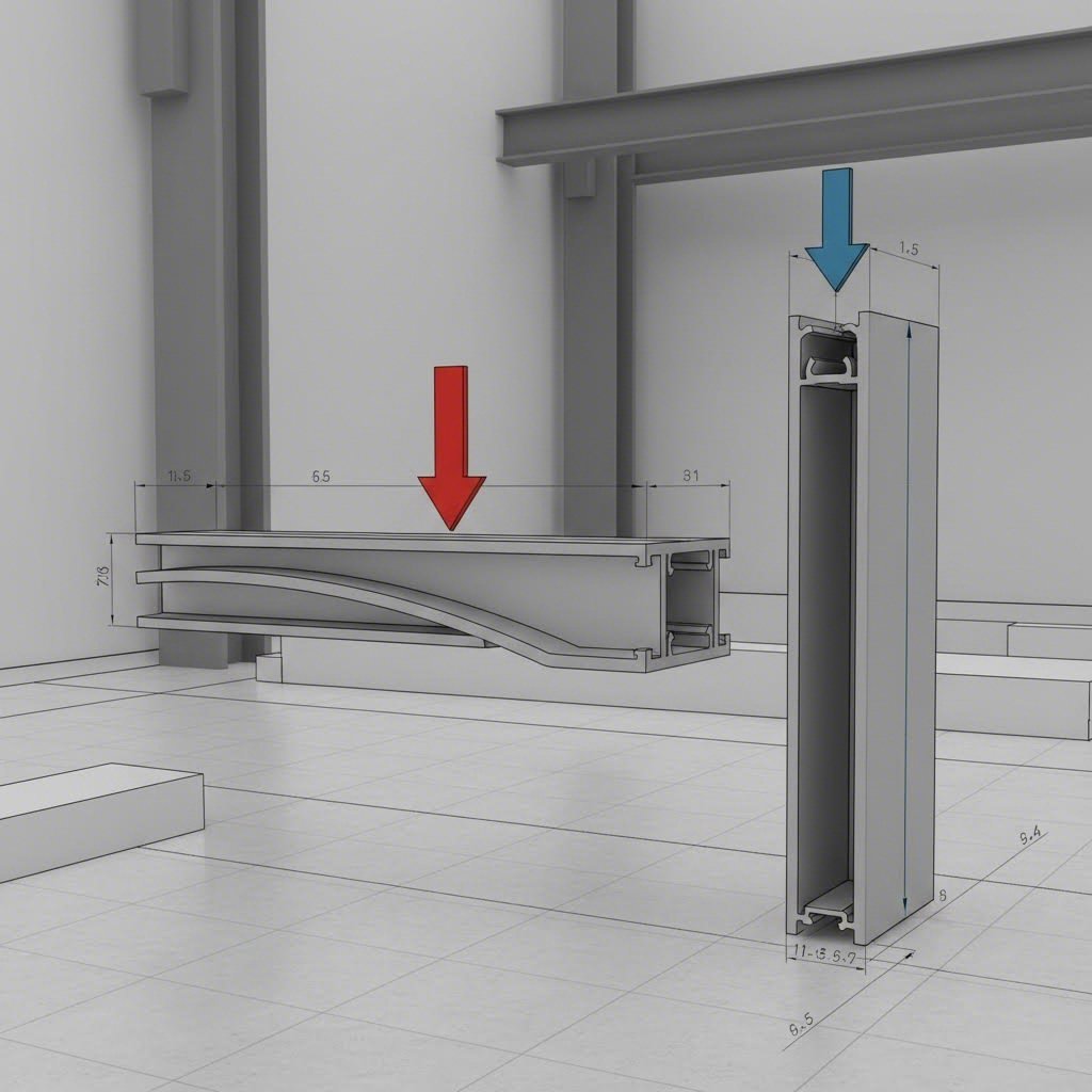 horizontal beam loading versus vertical column loading demonstrates how orientation affects aluminum extrusion capacity