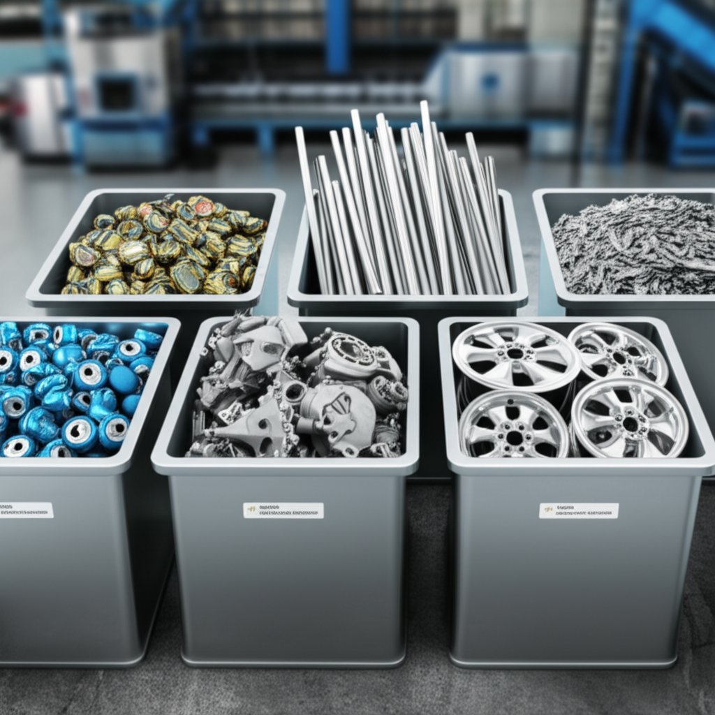 different aluminum scrap grades separated for proper sorting