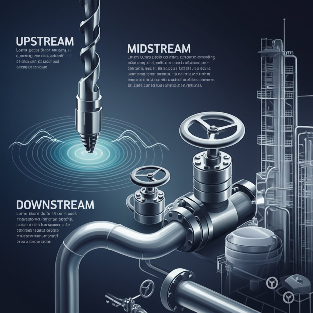 diagram of cnc machining applications across upstream midstream and downstream sectors