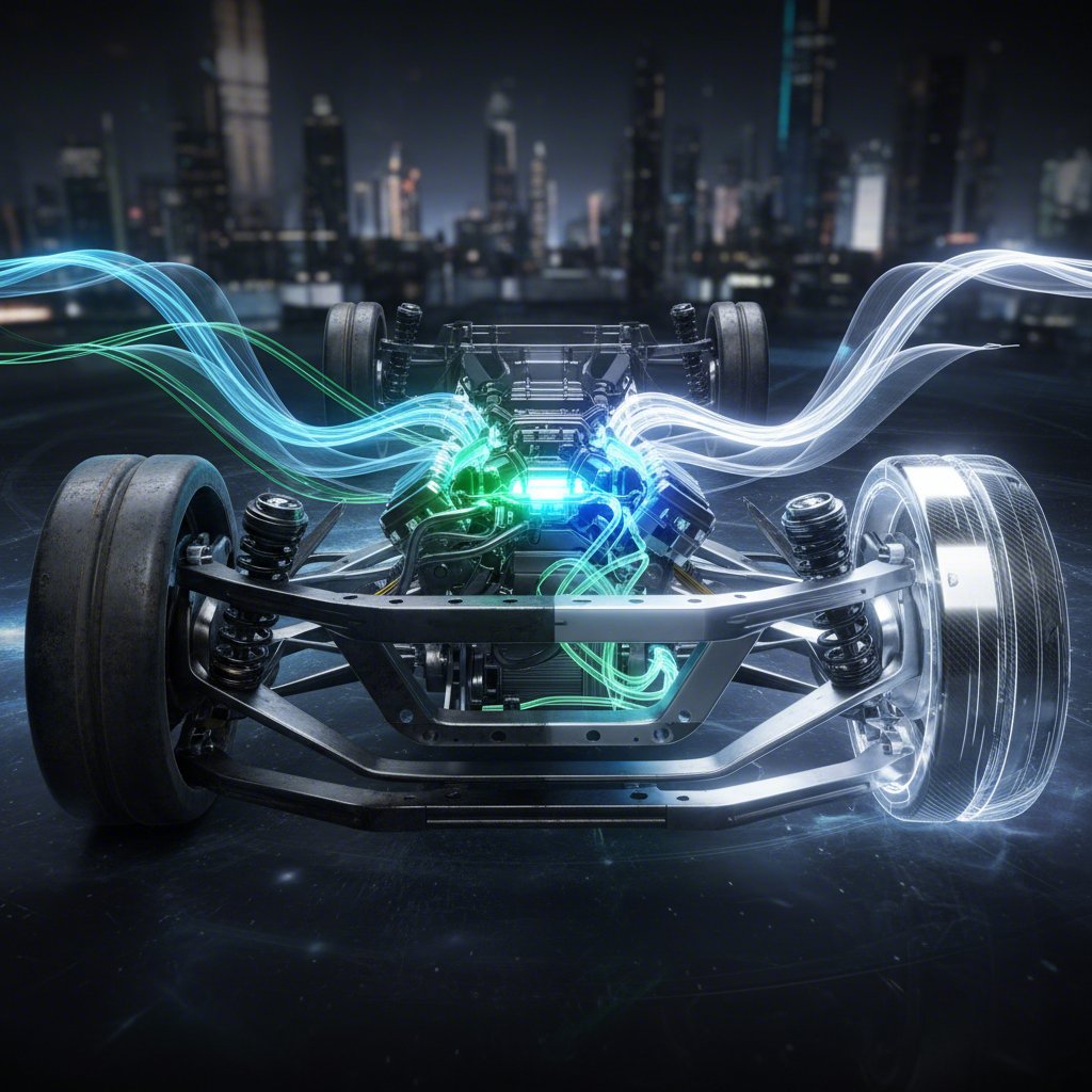 conceptual art illustrating the difference between heavy and lightweight automotive components on vehicle efficiency