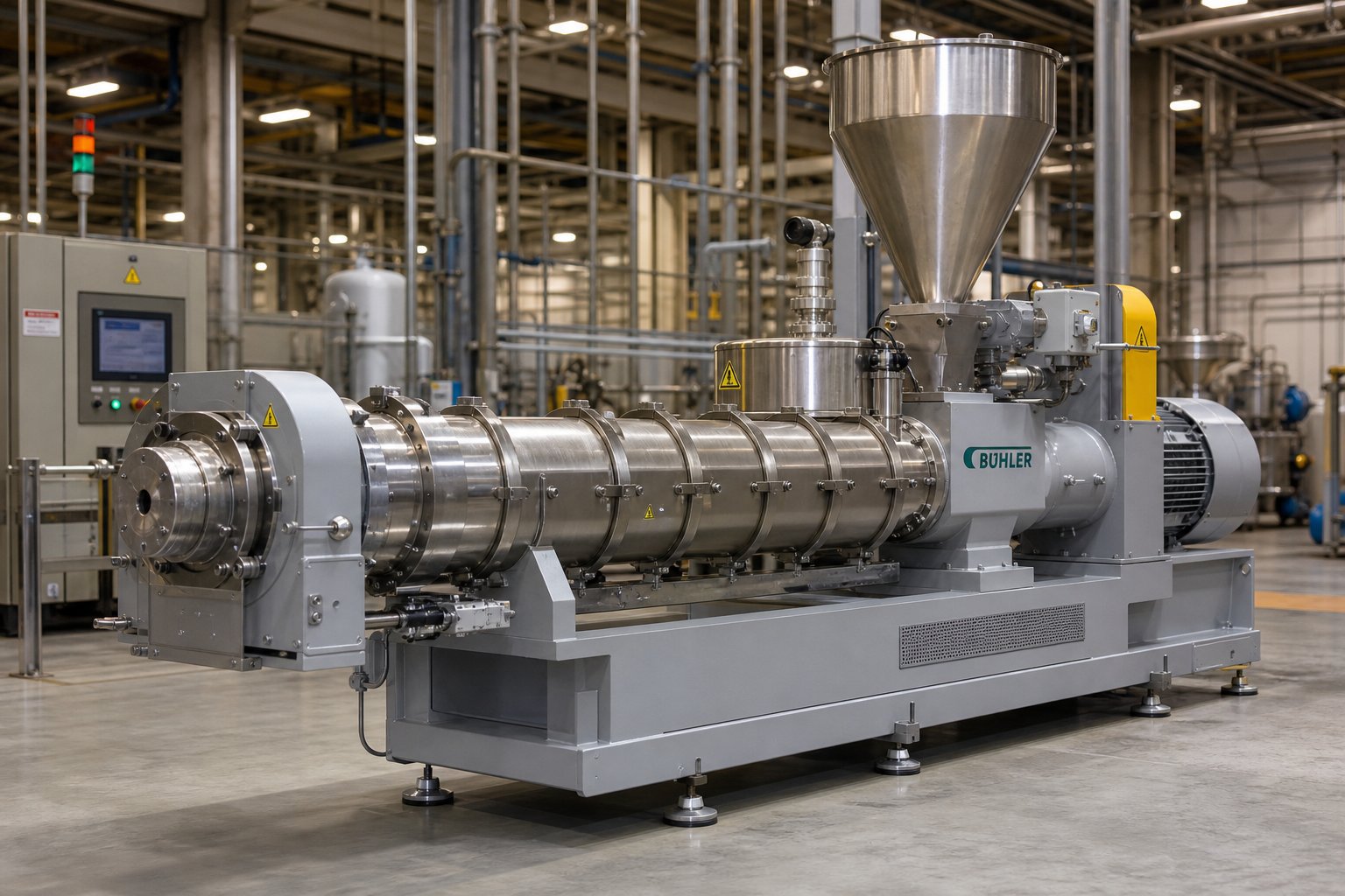 industrial single screw extrusion system used in high volume food and feed production
