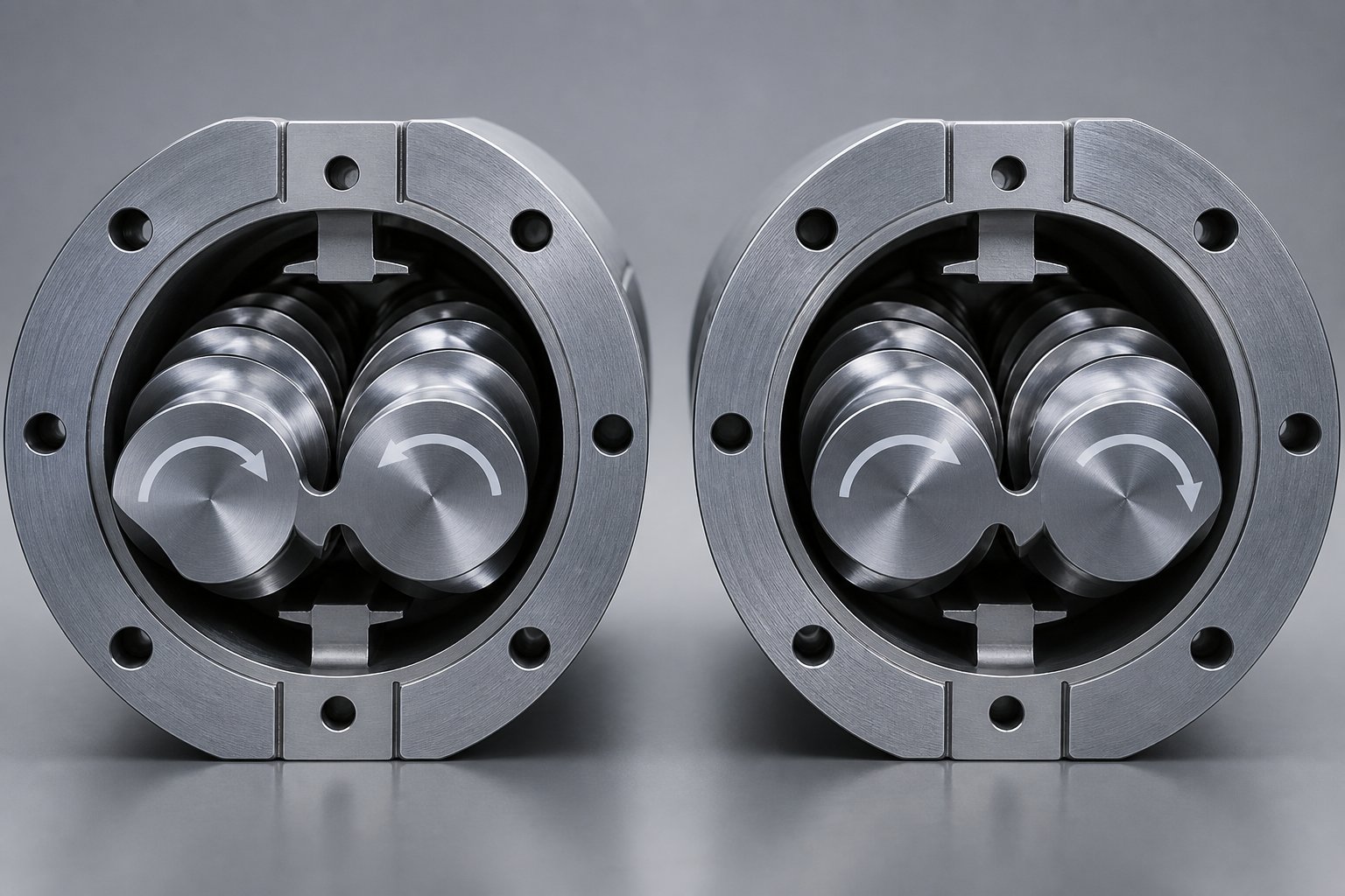 cross section comparison of co rotating and counter rotating twin screw extruder configurations