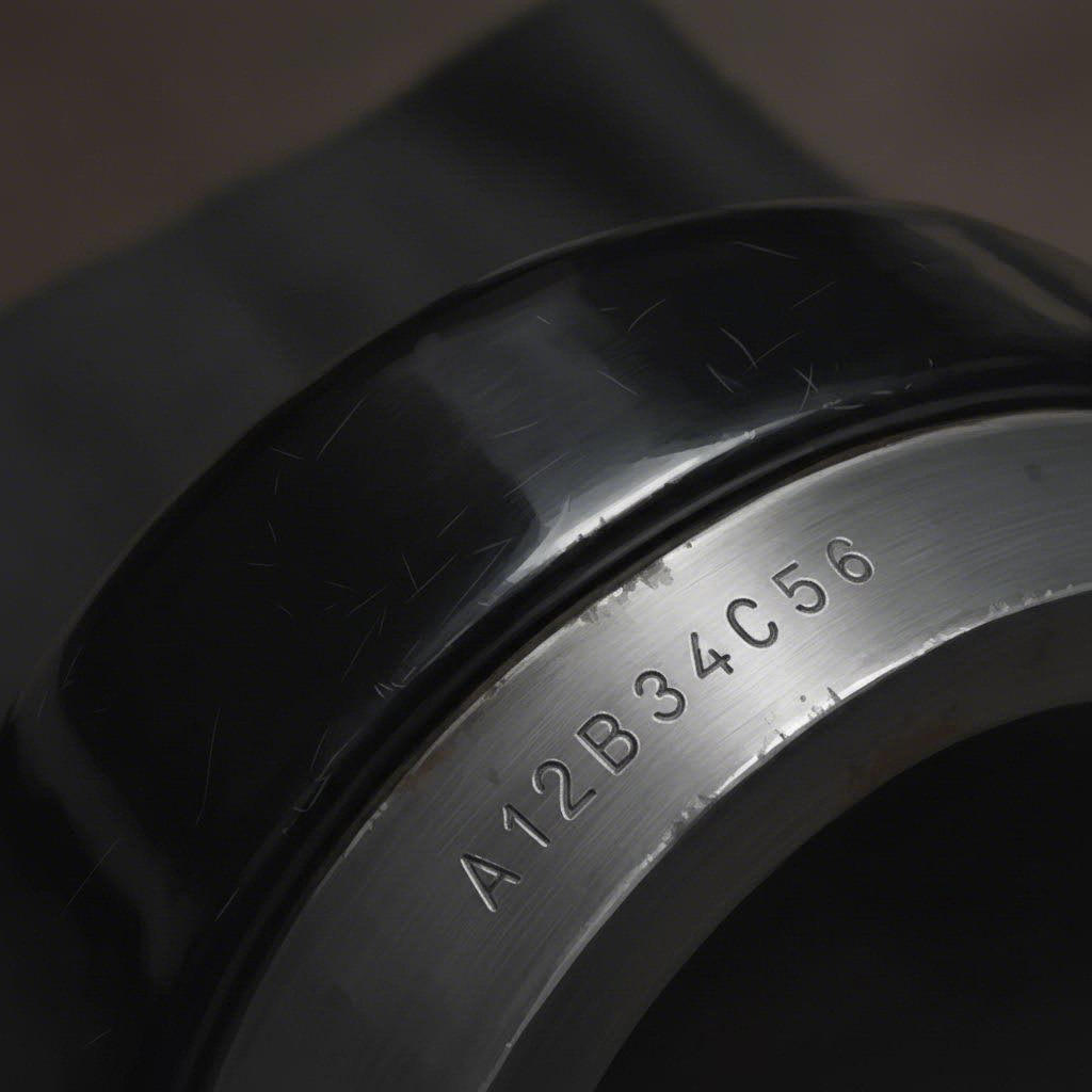 Close up of identification stamps on a restored satin black windshield wiper arm