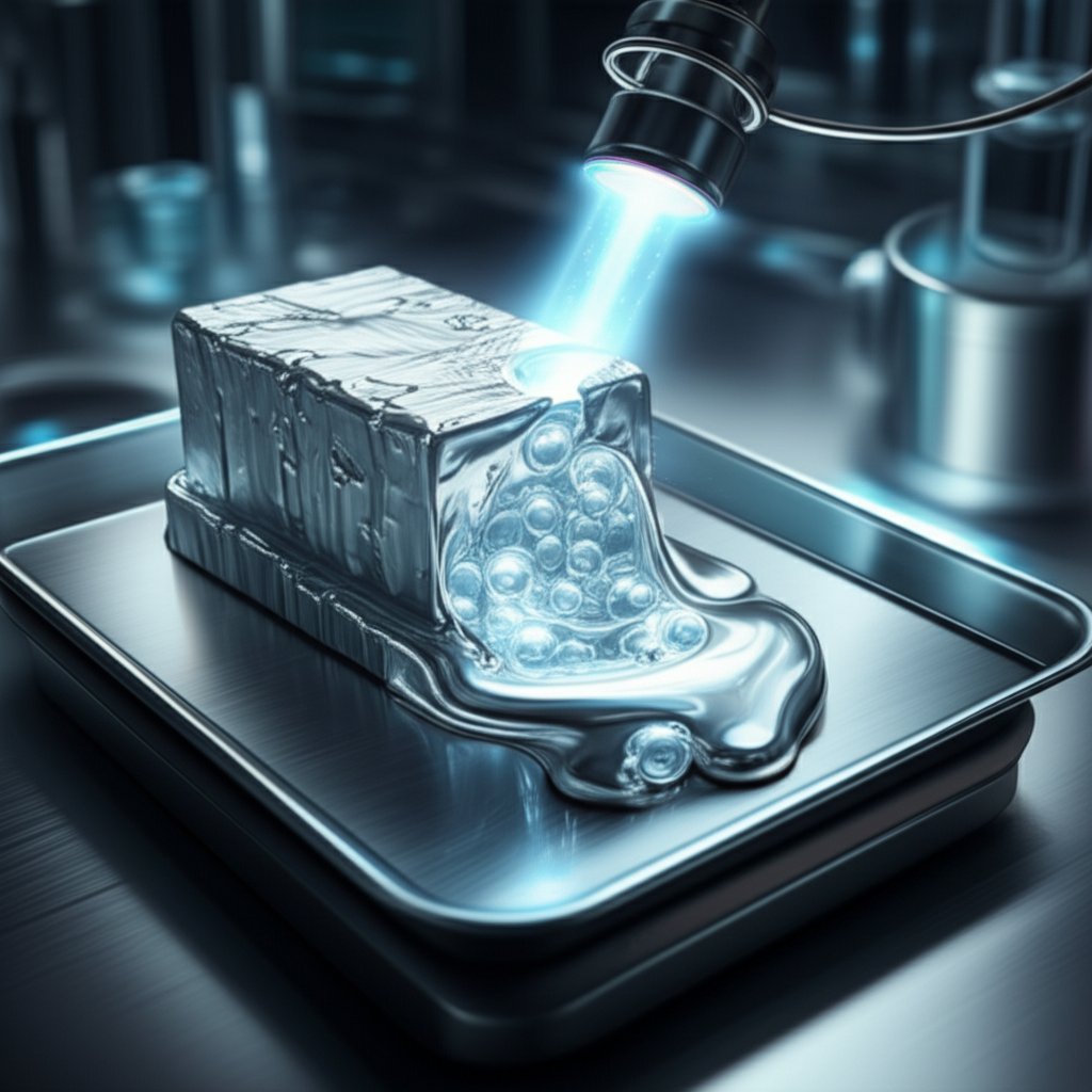 aluminum ingot melting highlighting atomic transition at its official melting point