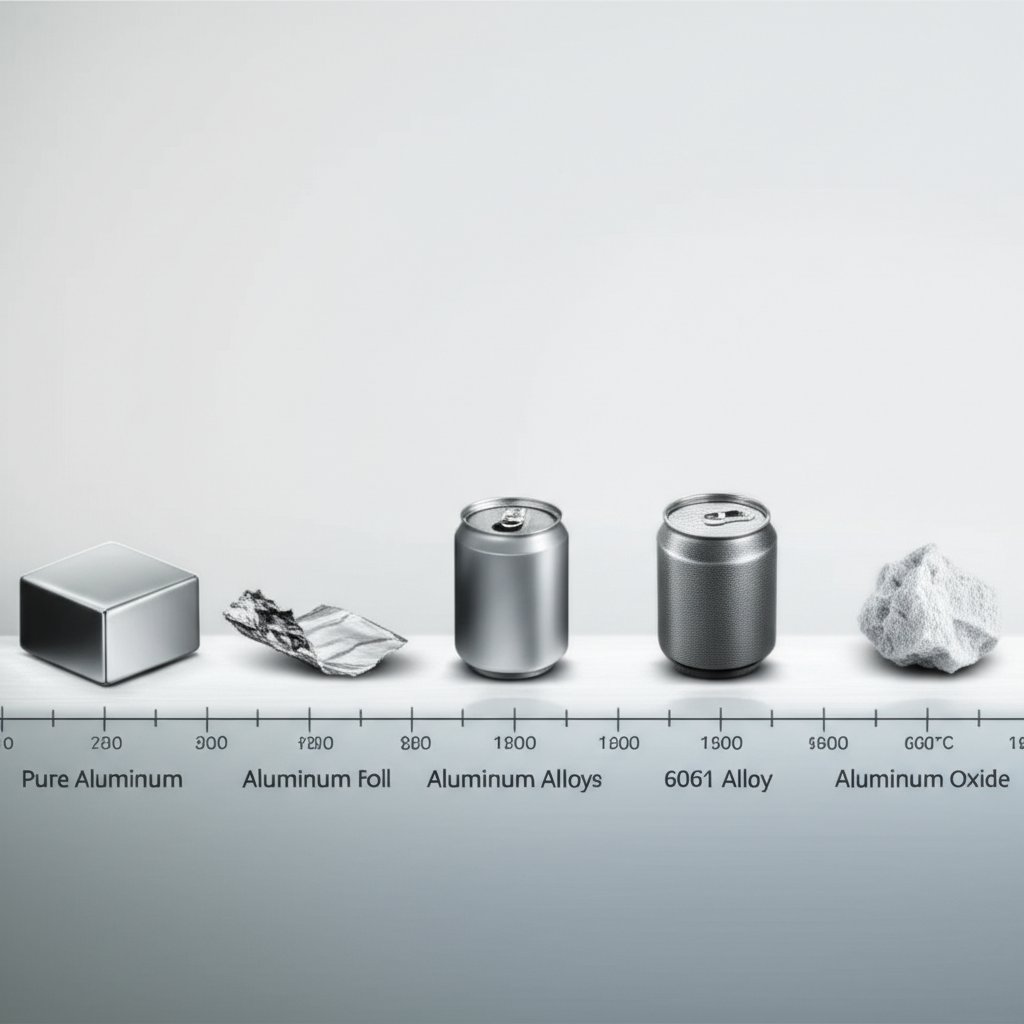 comparison of melting points pure aluminum foil alloy cans 6061 alloy and aluminum oxide