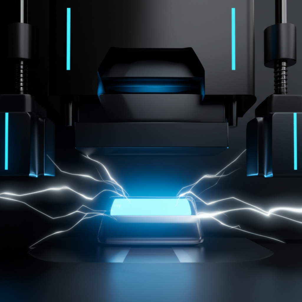 conceptual art of metal undergoing the high pressure forging process