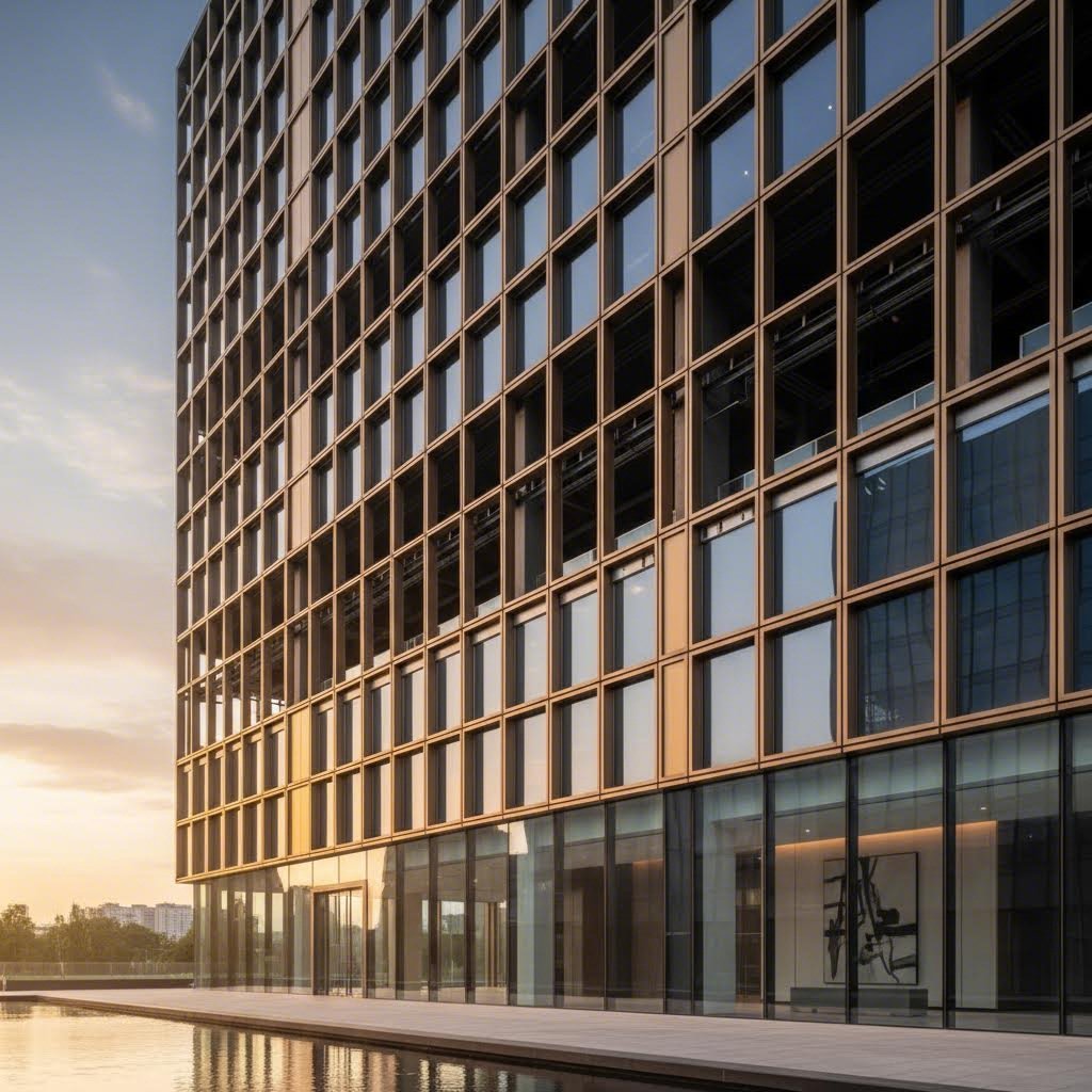 aluminum u channel profiles integrated into modern curtain wall construction