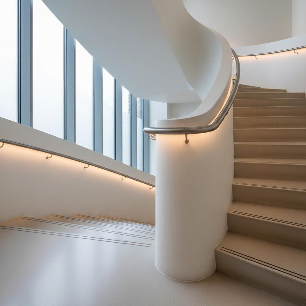 round aluminum extrusion profiles in architectural handrail application